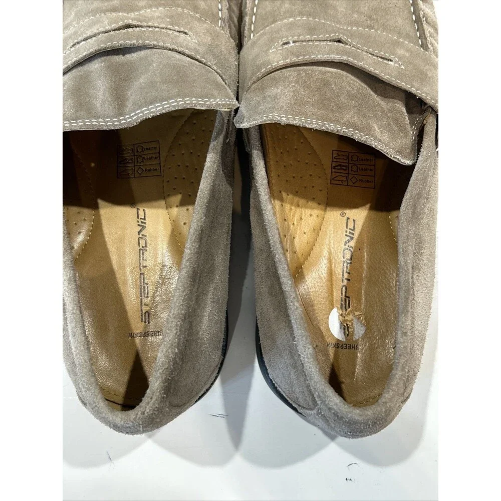 Steptronic Men's 46 Suede Sheepskin Soft Comfort Loafers Shoes Monterey
